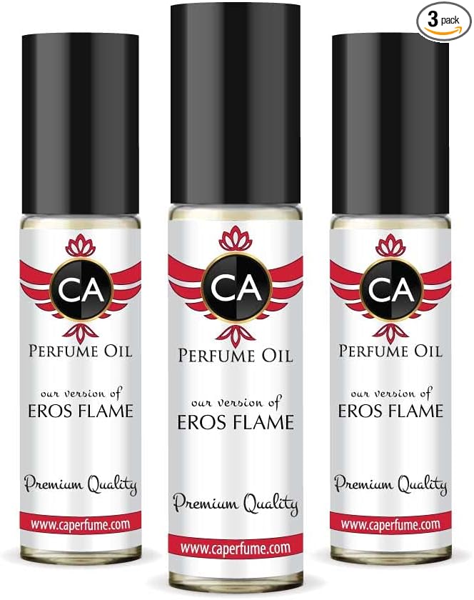 CA Perfume Impression of Eros Flame For Men Replica Fragrance Body Oil Dupes Alcohol-Free Essential Aromatherapy Sample Travel Size Concentrated Long Lasting Attar Roll-On 0.3 Fl Oz-X3-GlimoraGlow