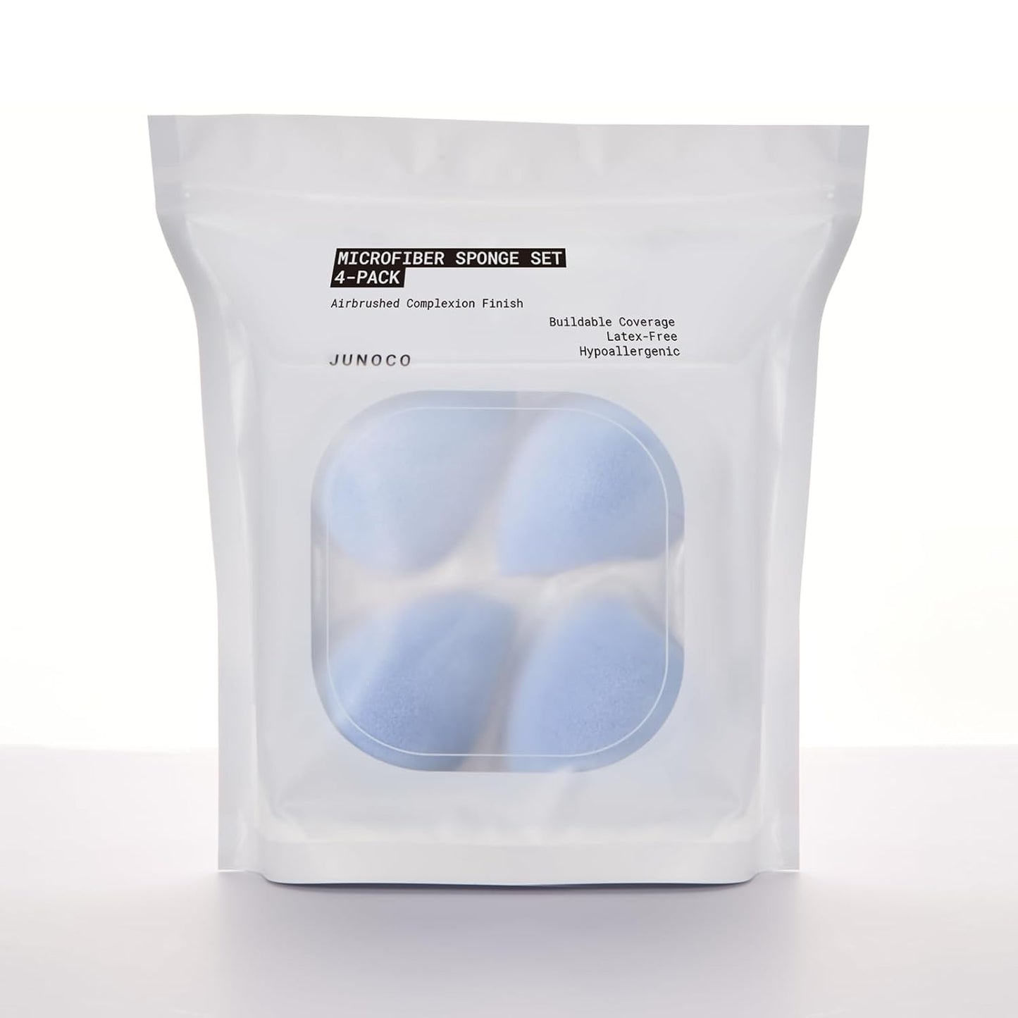 JUNO & Co. Microfiber Makeup Sponge Set 4-Pack, Dual Layer Technology and Airbrushed Complexion Finish, Makeup Blender for Foundation, Powder and Cream-GlimoraGlow