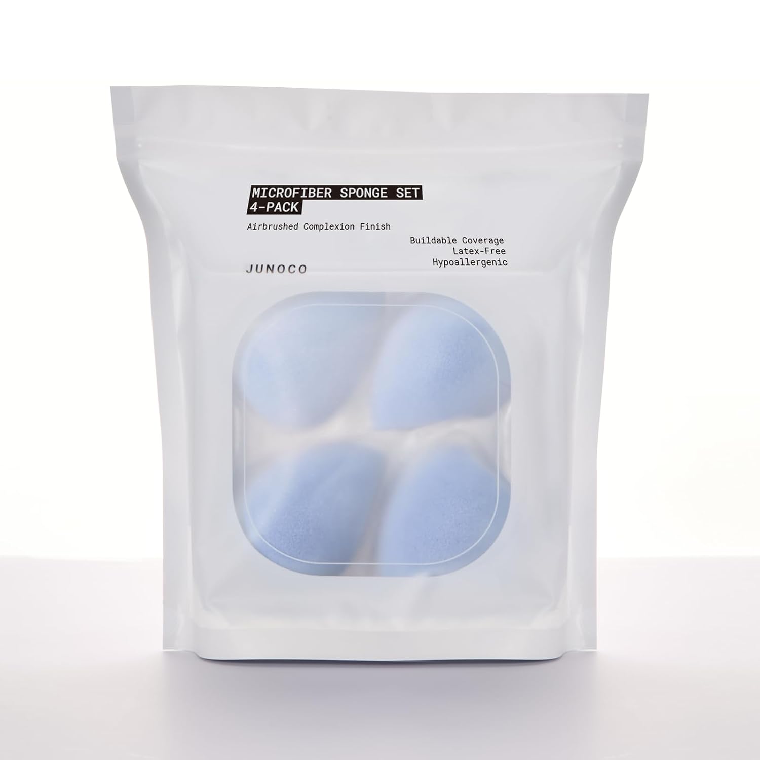 JUNO & Co. Microfiber Makeup Sponge Set 4-Pack, Dual Layer Technology and Airbrushed Complexion Finish, Makeup Blender for Foundation, Powder and Cream-GlimoraGlow