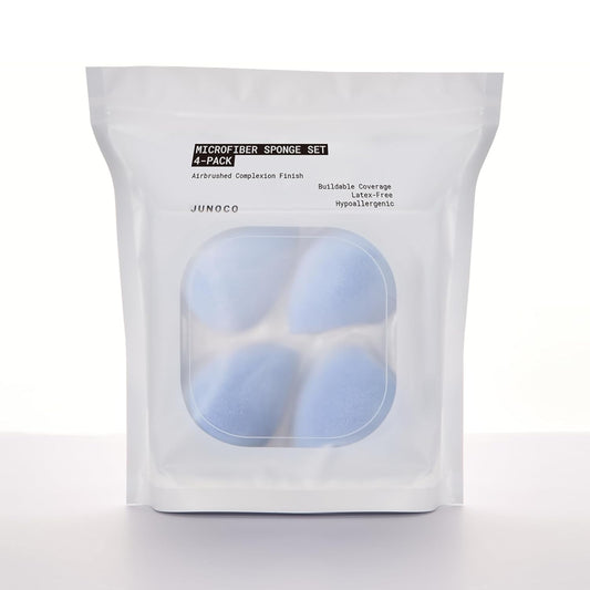 JUNO & Co. Microfiber Makeup Sponge Set 4-Pack, Dual Layer Technology and Airbrushed Complexion Finish, Makeup Blender for Foundation, Powder and Cream-GlimoraGlow