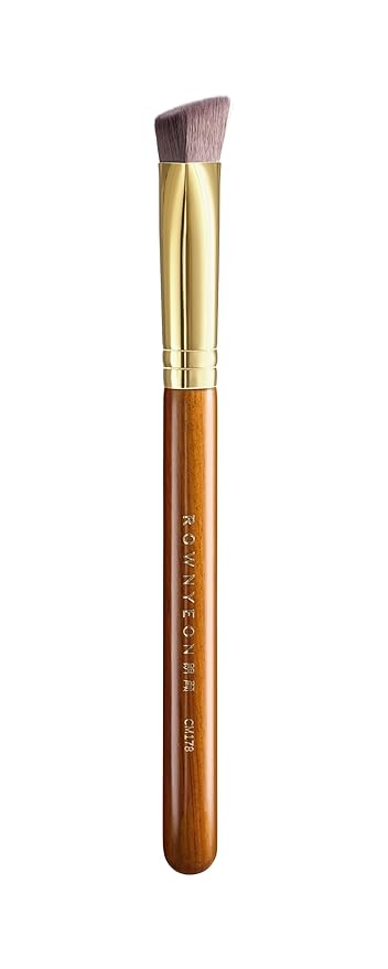 Desert Oak Series Triangular Contour Brush - Angled Synthetic Bristles for Cream/Liquid/Powder, Luxe Bubinga Handle & Brass Ferrule (CM 178)-GlimoraGlow