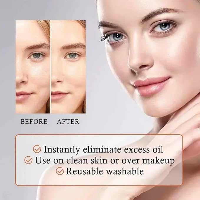 Oil-Absorbing Volcanic Face Roller set with blotting paper and 2PC Replaceable Volcanic Balls,Reusable Portable Oily Skin Control Roller, Instant Results Remove Excess Shine Rolling (White Set)-GlimoraGlow