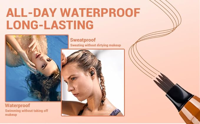 2025 New Magic Eyebrow Pencil, 3D Waterproof 4 Tipped Precise Brow Pen Microblading Eyebrow Pencil Contouring Pen Fine Stroke Microblading Creates Natural (Red Brown)-GlimoraGlow