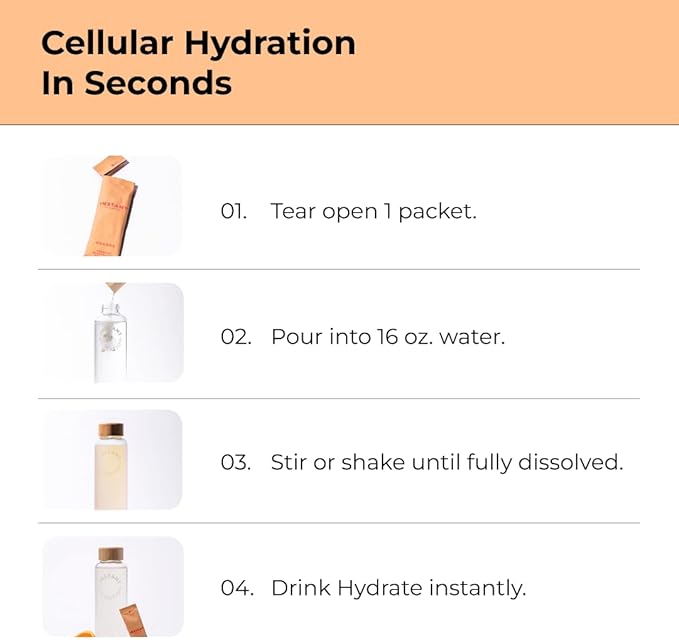 Instant Hydration Electrolytes Powder Packets - Citrus Orange Drink Mix - Zero Sugar - Keto, Vegan, Gluten-Free, Non-GMO - Boost Recovery, Brain Health, Muscle & Tissue Support- 30 Sticks-GlimoraGlow