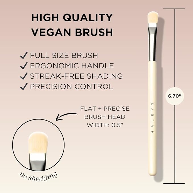 HALEYS Lid Eyeshadow Brush, Medium Flat Tapered Brush, Easy Blending and Shading for Building Eyeshadow Color, High-end Synthetic Bristles, Multi-tasking, for Cream and Powder Makeup, Vegan + CF-GlimoraGlow