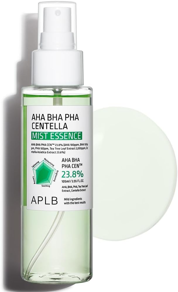 APLB AHA BHA PHA Centella Mist Essence | AHA BHA PHA CEN™ 23.8% 3.55 FL.OZ/Korean Skincare, Exfoliant, Replenishing Moisture, Revitalize for Gentle and Improve Skin Texture-GlimoraGlow