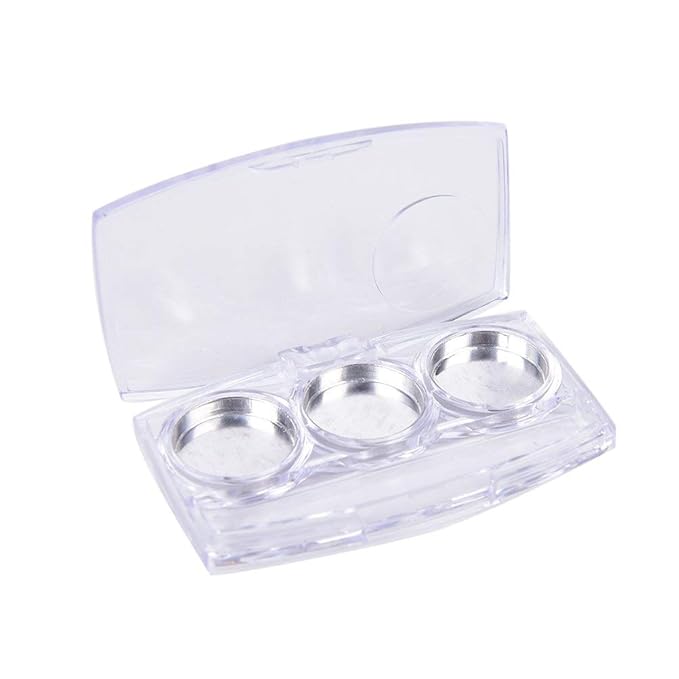 10 Pcs Clear Empty Eyeshadow Palette Plastic Eyeshadow Storage Box Case with 3 Grids Palettes Lipstick Box Pigment Palette Tray Plastic Cosmetics Container Box DIY Makeup Powder Sample Box-GlimoraGlow