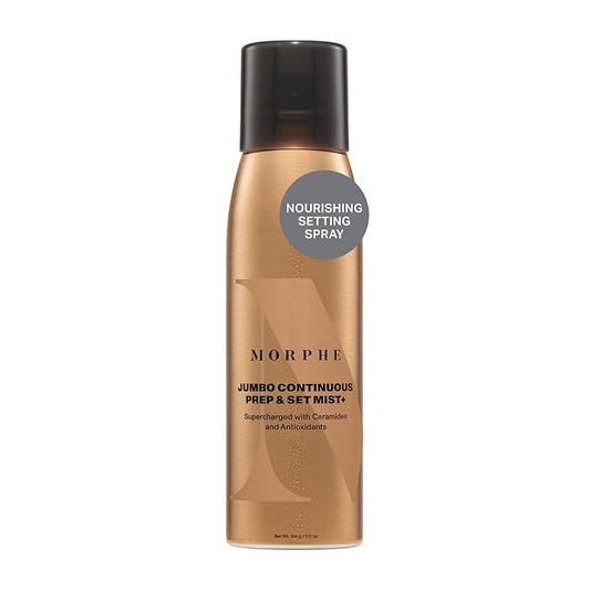 Morphe Jumbo Continuous Prep & Set Face Mist - Hydrating Setting Spray for Makeup & Skin Prep - Enriched with Ceramides and Antioxidants for a Radiant Finish (6.5 oz)-GlimoraGlow