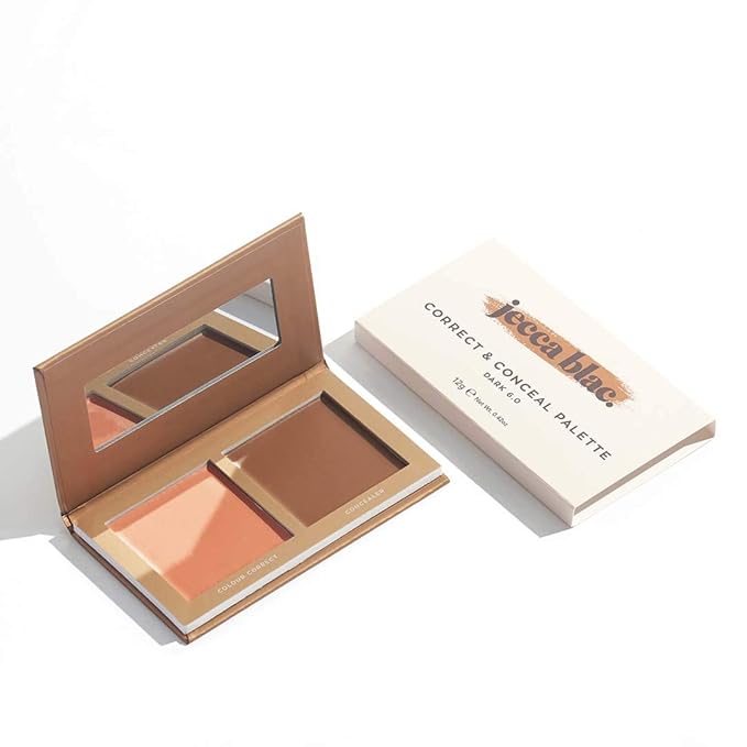 Jecca Blac Correct and Conceal Medium Coverage Palette, Lightweight Long Lasting Formula, Medium To Full Coverage, Gender Neutral and LGBTIQA+ Inclusive Make Up, Dark 6.0, 12g-GlimoraGlow