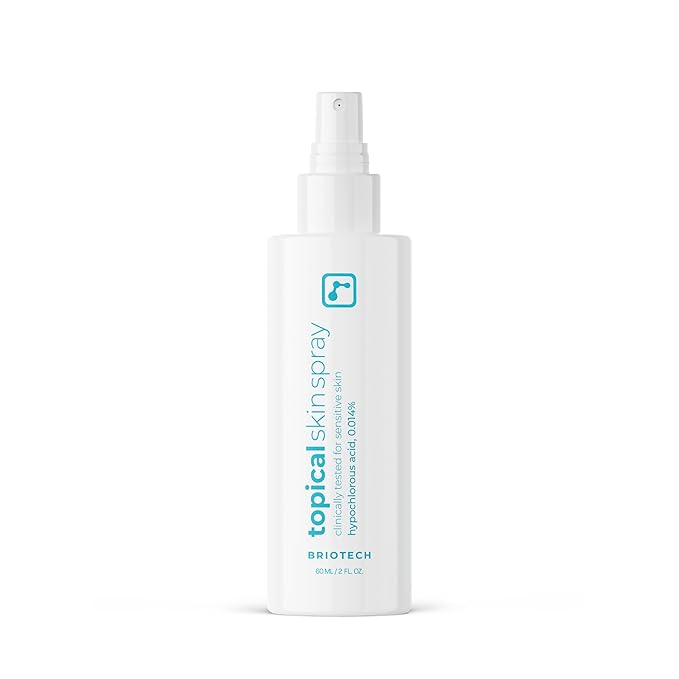 BRIOTECH Topical Skin Spray, Hypochlorous Acid Spray for Sensitive Skin, HOCl Facial Mist, Full Body Support Against Irritation, Calm Redness, Soothe Foot & Scalp, 2 oz Travel Size-GlimoraGlow
