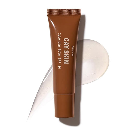 Cay Skin Isle Lip Balm SPF 30 – High Shine, Hydrating + Sheer Lip Gloss in Vanilla Brown Sugar Flavor – Formulated with Natural Ingredients for All Skin Tones – Clear-GlimoraGlow