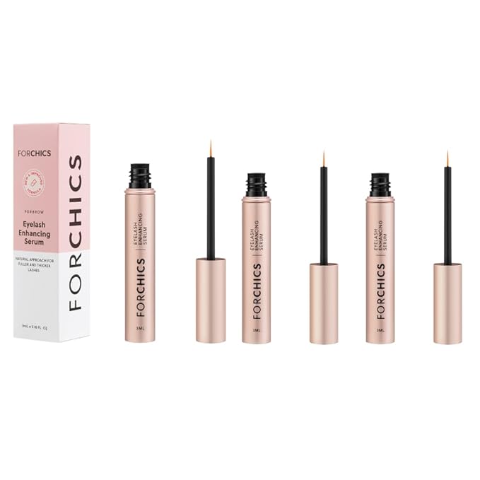 ForLash by ForChics: 3 Pack Ultimate Hormone- Free Eyelash Growth Serum for Enhanced Fuller, Thicker, Longer Lashes - Regrowth Booster, Organic Formula, Vegan & Cruelty-Free-GlimoraGlow