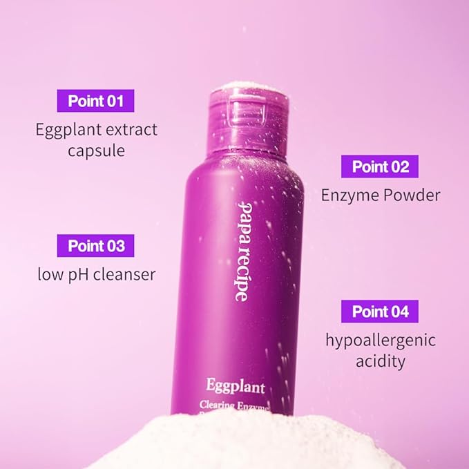 Papa Recipe Eggplant Enzyme Powder Cleanser - Soft Exfoliating Facial Wash for Sensitive Skin (50g, 1.72oz) - Korean Skincare for Radiant, Smooth Complexion, Safe for sensitive skin-GlimoraGlow