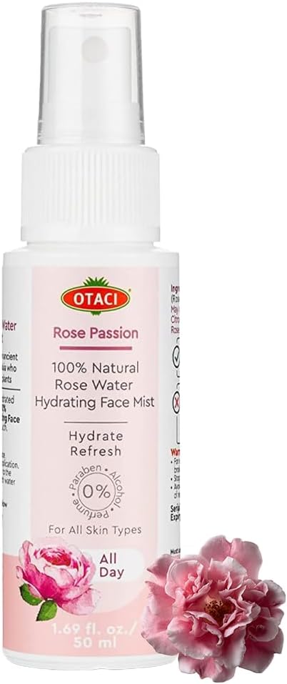 OTACI Rose Passion Face Mist Spray – 100% Natural Rose Water Hydrating Mist for Glowing, Refreshed Skin – Travel Size 50ml – Vegan, Alcohol-Free, for All Skin Types-GlimoraGlow
