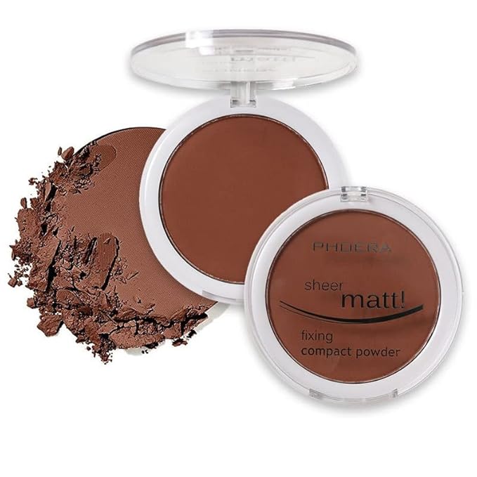 2 Pack PHOERA Matte Face Powder, Control Oil Brighten Skin Color Full Coverage Flawless Face Setting Loose Powder。208 - Espresso-GlimoraGlow