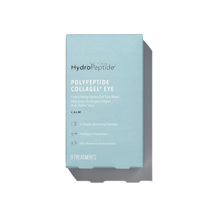 HydroPeptide PolyPeptide Collagel Eye Masks, Line-Lifting Hydrogel Under Eye Patch, Firmer Appearance & Hydration & Dark Circles, 8 Treatments-GlimoraGlow