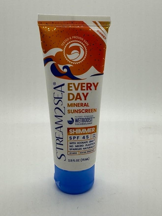 SPF 45 Every Day Shimmer Mineral Sunscreen | 2.5 Fl Oz Biodegradable, Paraben Free & Reef Safe Sunscreen | Non-Greasy, Lightweight & Shimmer Mineral Protection Against UVA & UVB for Face & Body-GlimoraGlow