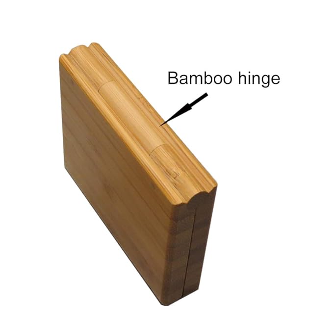 1 Piece Bamboo Empty Eye Shadow Case Box Double Grid Tinplate Palette Pans Bamboo Eyeshadow Case Magnetic Eyeshadow Palette Cosmetics Organizer Container with Makeup Brush for Eye Shadow Blush Powder-GlimoraGlow