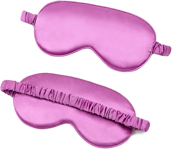 100% Natural Mulberry Soft Silk Sleep Mask, Light Blocking Eye Masks For Sleep, Night Blindfold Eye Mask Cover For Men And Women, Sleeping Night Mask For Travel (Purple)-GlimoraGlow