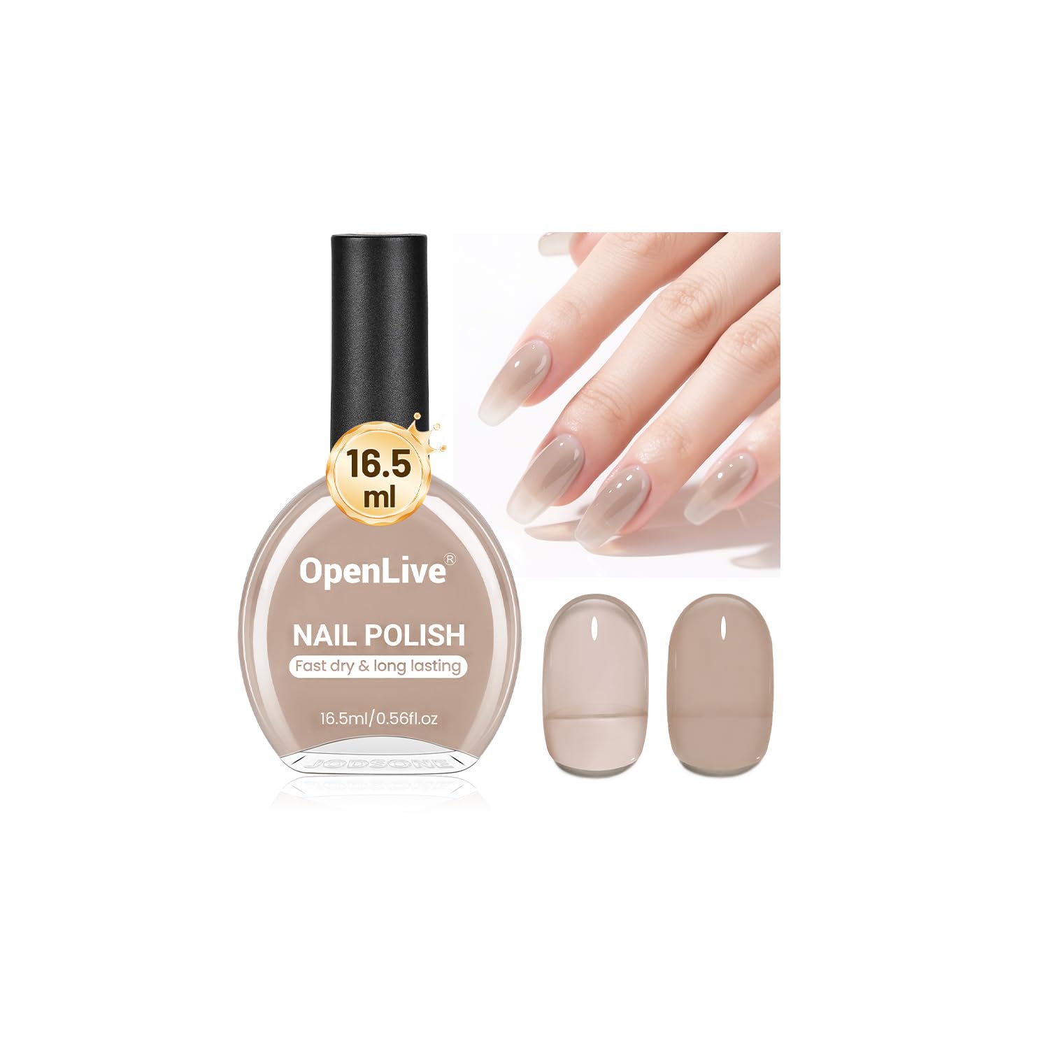 16.5ml Jelly Nude Brown Nail Polish Large Volume Quick Dry Nail Polish, Long Lasting Shine, Fingernail Toenail Nail Art DIY Home Travel Nail Art Gift-GlimoraGlow