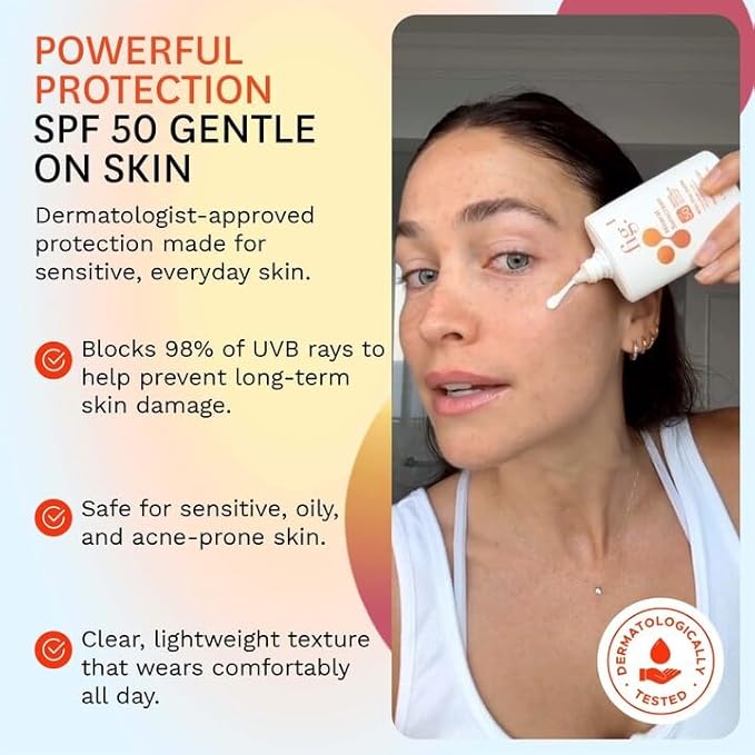 Fig.1 Mineral Sunscreen for Face SPF 50 | Zinc Oxide Face Sunscreen Moisturizer with Hyaluronic Acid & Antioxidant | Broad Spectrum Sun Protection –Fragrance-Free, Lightweight, Invisible Finish, 1.7oz-GlimoraGlow