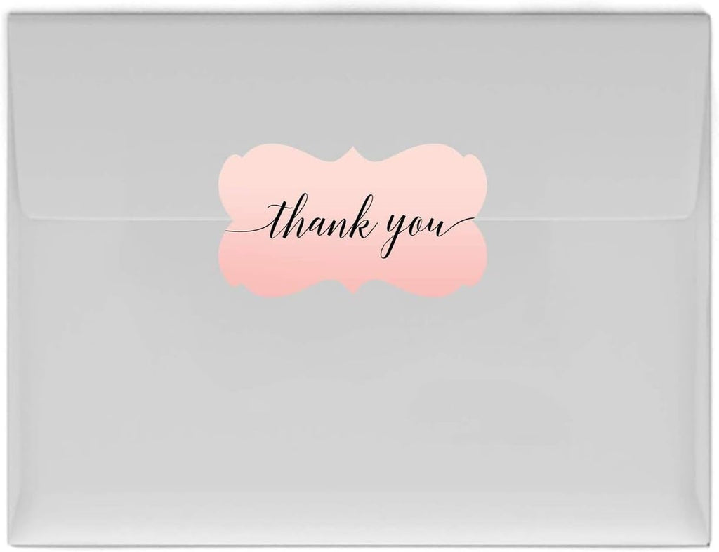 Andaz Press Blush Pink Rose Elegant Party Collection, Fancy Frame Label Stickers, Thank You, 42-Pack, Favors Decor Envelope Seals