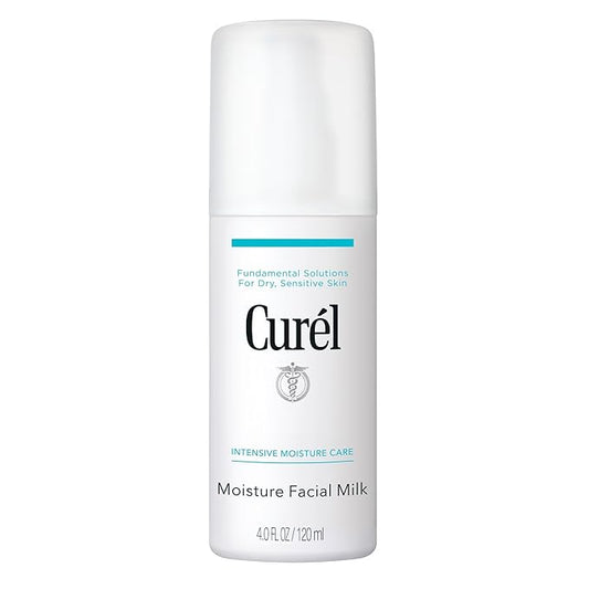 Curel Japanese Skin Care Moisture Facial Milk Moisturizer, Daily Face Lotion for Dry Sensitive Skin, pH Balanced, Unscented Advanced Ceramide Care Face Cream without Drying Alcohols, 4 oz-GlimoraGlow
