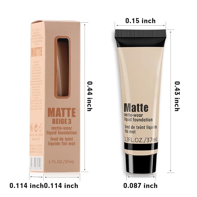 1 Pack Liquid Foundation Cream for Face Makeup,Durable Full Coverage Matte Concealer Make Up,Oil Control & Waterproof Base Primer -1 Fl.Oz (BEIGE 3#)-GlimoraGlow