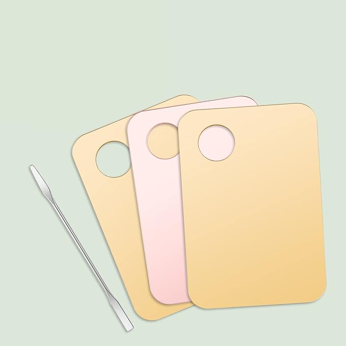 1 Pc Acrylic Cosmetic Makeup Palette with Makeup Spatula Tool Makeup Mixing Tray Apply for Foundation Eye Shadow Lipsticks Nail Art Beauty Salon (Rose gold)-GlimoraGlow