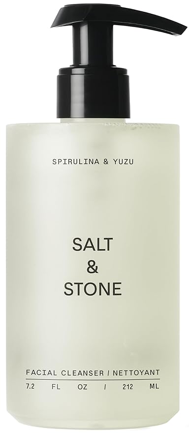 Salt & Stone Facial Cleanser for Women & Men, Spirulina & Yuzu Gentle Facial Wash with Hyaluronic Acid, Squalane, For All Skin Types, Vegan, Cruelty Free, 7.2 oz-GlimoraGlow