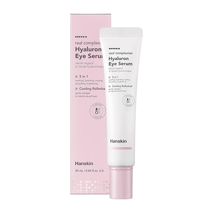 Hanskin Real Complexion Hyaluron Eye Serum, 360° Eye Massage Applicator, De-Puff Moisturize Hydrate [25ml]-GlimoraGlow