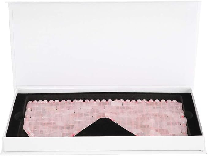 Jade Eye Mask,Jade Stone Cooling Mask,Jade Stones Anti-Aging Cooling Sleeping Eye Mask,Cold Eye Massager Eye Covers for Relief Eye Fatigue(Rose Quartz)-GlimoraGlow