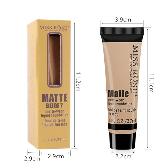 2 Pack Liquid Foundation Cream for Face Makeup,Durable Full Coverage Matte Concealer Make Up,Oil Control & Waterproof Base Primer -1+1 Fl.Oz (BEIGE 7#)-GlimoraGlow