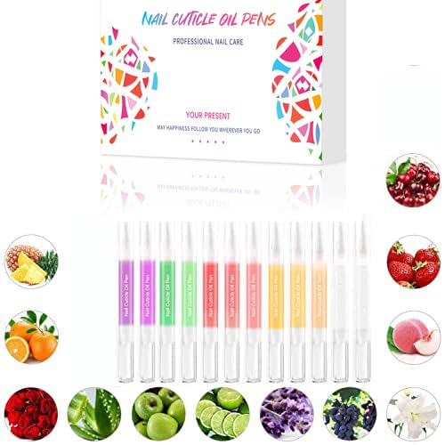 12pcs Cuticle Oil Pen Sweet Almond Nail Growth Serum and Repair Treatment Hydrating Oil for Dry Cuticles and Skin Cuticle Buddy Revitalize Nails with Radiant Cosmetics' Nail Growth Oil-GlimoraGlow