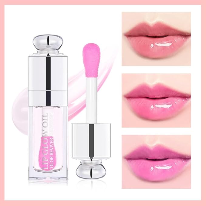 Hydrating Lip Glow Oil-Lip care oil- Lip Oil Tinted for Lip Care and Dry Lips-Prevents Dry Cracked-Non-sticky Big Brush Head-Lip Plumping -Lip Oil gloss tinted-008-GlimoraGlow