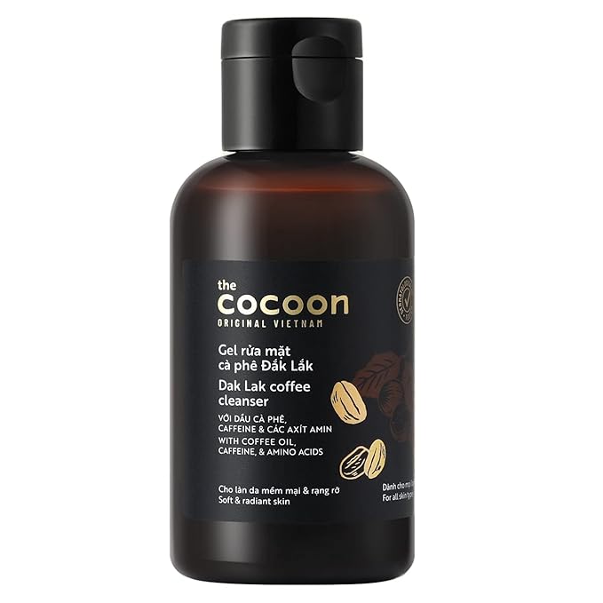 Cocoon Dak Lak Coffee Cleanser, Vegan Facial Cleanser Low PH, Daily Face Wash for All Skin Types, Gentle Makeup Remover, With Antioxidants for Glowing Skin & Less Visible Pores-GlimoraGlow