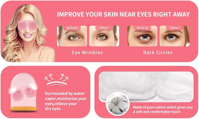 18 Packs Steam Eye Mask for Dry Eyes Dark Circles and Puffiness Tired Eyes, Disposable Self Heating Eye Mask for Stress Relief Relief Eye Fatigue-GlimoraGlow