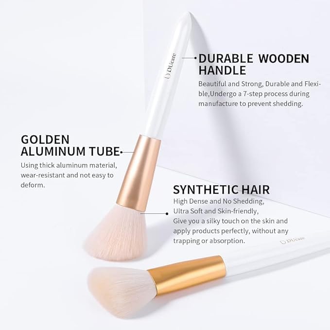 DUcare Angled Blush Brush, Fluffy Blush Brush for Cheeks, Multi-Purpose Face Makeup Brushes for Cream, Liquid Or Powder, Bronzers, Vegan & Cruelty-Free-GlimoraGlow