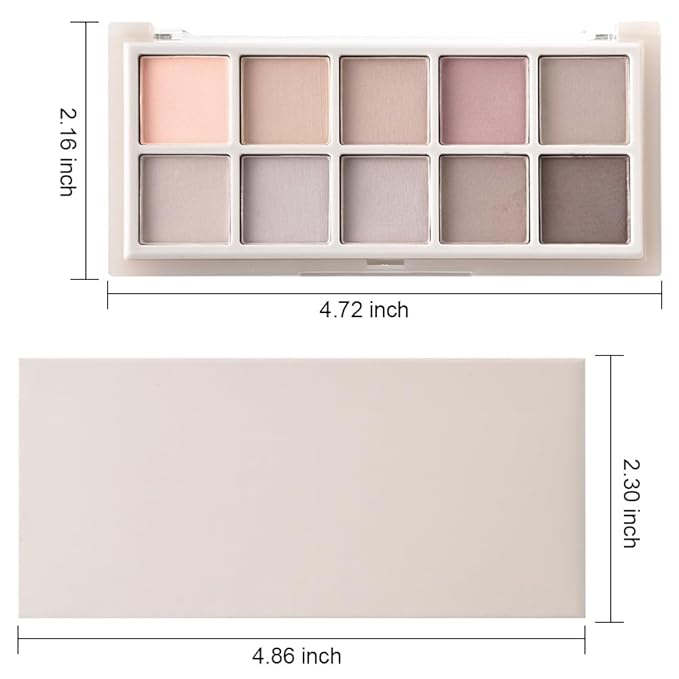 10 Color Matte Eyeshadow Palette, Neutral Taupe & Grey Brown Shades, Ultra-Blendable, Long-Lasting Natural Nude Makeup Palette for Women,Vegan & Cruelty-Free,Perfect for Everyday or Professional Looks-GlimoraGlow