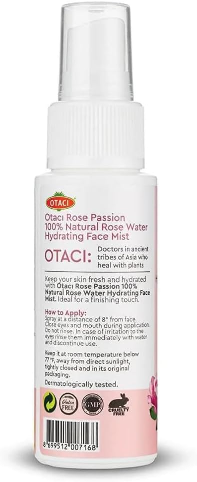 OTACI Rose Passion Face Mist Spray – 100% Natural Rose Water Hydrating Mist for Glowing, Refreshed Skin – Travel Size 50ml – Vegan, Alcohol-Free, for All Skin Types-GlimoraGlow