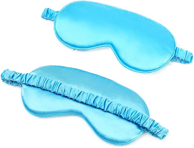 100% Natural Mulberry Soft Silk Sleep Mask, Light Blocking Eye Masks for Sleep, Night Blindfold Eye Mask Cover for Men and Women, Sleeping Night Mask for Travel (Blue)-GlimoraGlow