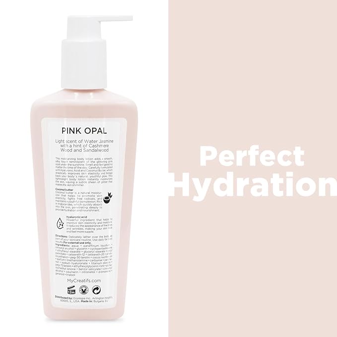 Pink Opal Moisturizing Body Lotion with Coconut Butter and Hyaluronic Acid, 8.5 fl. oz.-GlimoraGlow