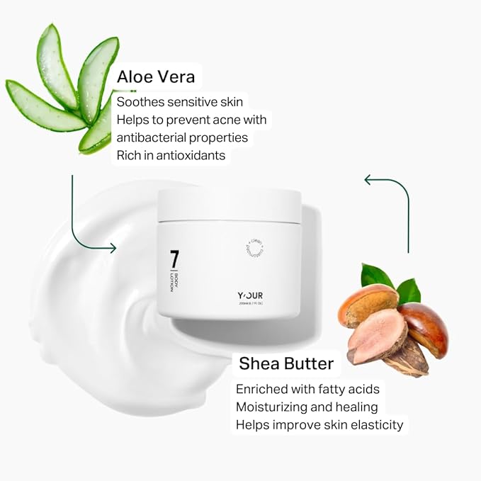 Y’OUR Moisturizing Body Lotion: Daily Hydrating Moisturizer for Dry, Cracked Skin; Vegan, Natural & Organic Skincare with Shea Butter, Aloe Vera, Jojoba Oil & Vitamin E. Made in USA for Women & Men-GlimoraGlow