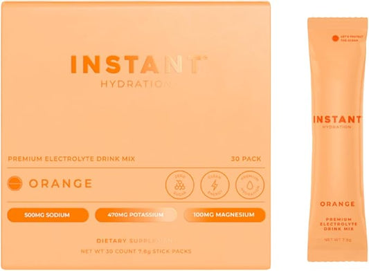 Instant Hydration Electrolytes Powder Packets - Citrus Orange Drink Mix - Zero Sugar - Keto, Vegan, Gluten-Free, Non-GMO - Boost Recovery, Brain Health, Muscle & Tissue Support- 30 Sticks-GlimoraGlow