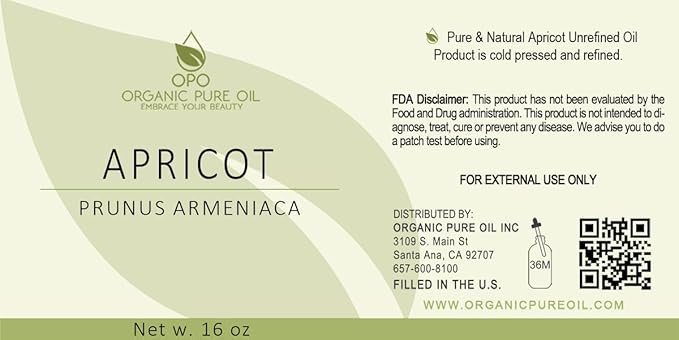 Apricot Kernel Oil - 100% Pure, Organic, Cold Pressed, Unrefined, Raw - Bitter Scent, Therapetutic Premium Grade A Kernal - Perfect for Massage, Skin, Hair & Body Care 16 OZ Quart Bulk-GlimoraGlow
