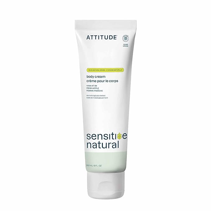 ATTITUDE Body Cream for Sensitive Skin with Oat, EWG Verified, Dermatologically Tested, Vegan, Avocado Oil, 8 Fl Oz-GlimoraGlow