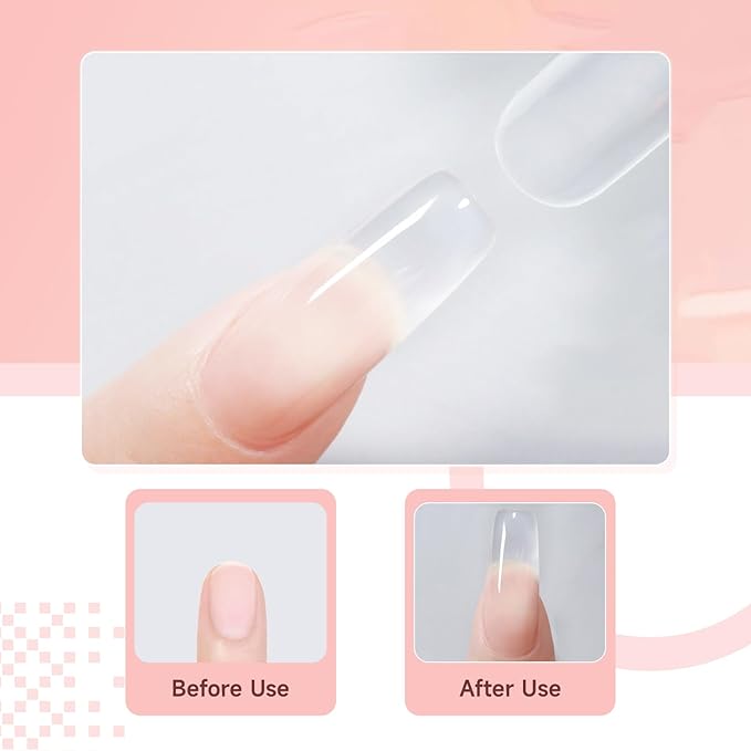 JEWHITENY Poly Extension Gel Nail Set Clear Pink Poly Nail Gel With Slip Solution Base Coat Top Coat French Manicure Need U V Lamp Curing for Finger Art and Home DIY-GlimoraGlow
