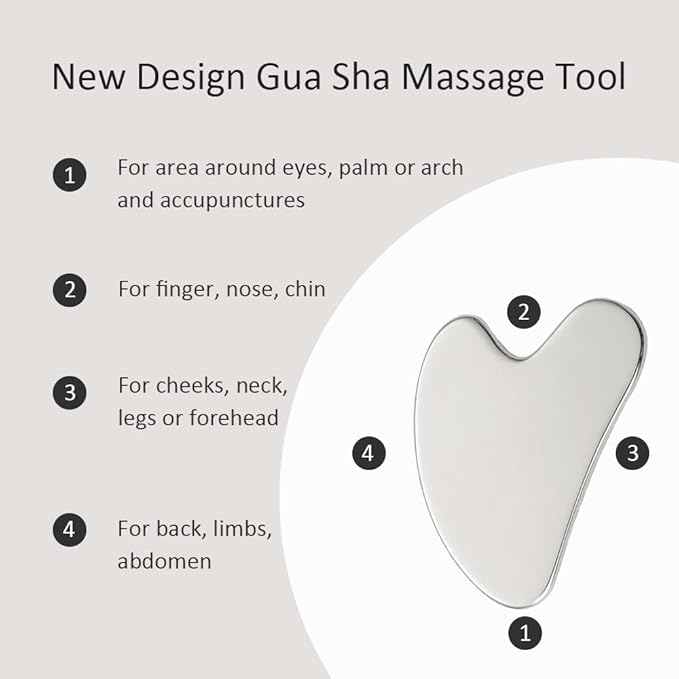Yeamon Gua Sha Facial Tools and Face Roller Set, Facial Massage Tool for Women’s Skincare Routine,Cooling Stainless Steel Face Sculpting Eyes Roller Guasha for Daily Use or Self-Care Gift for Women-GlimoraGlow