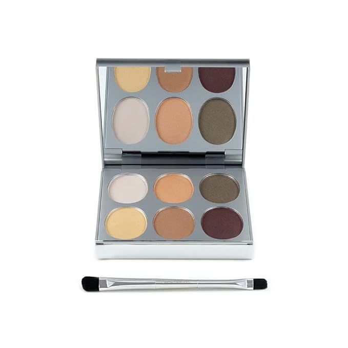 Jerome Alexander New Again Eyeshadow Palette & Brush, 6 Buildable & Blendable Micronized Powder Shades (Always Works)-GlimoraGlow
