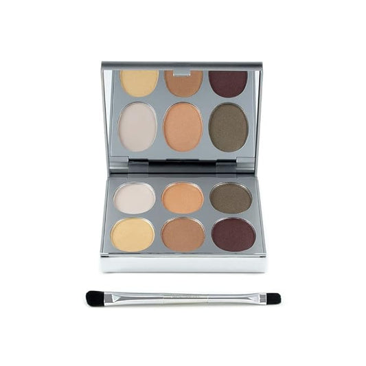 Jerome Alexander New Again Eyeshadow Palette & Brush, 6 Buildable & Blendable Micronized Powder Shades (Always Works)-GlimoraGlow